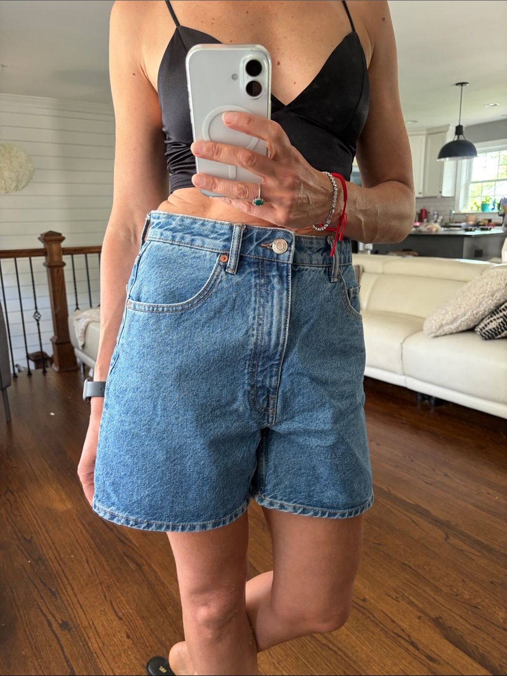 Zara Light Blue High-Rise Denim Shorts - Picture 3 of 5